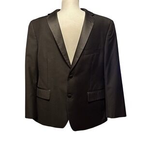Angelo Rossi Tuxedo Jacket Mens 46S Black Excellent Microtech Stretch Peak Lapel